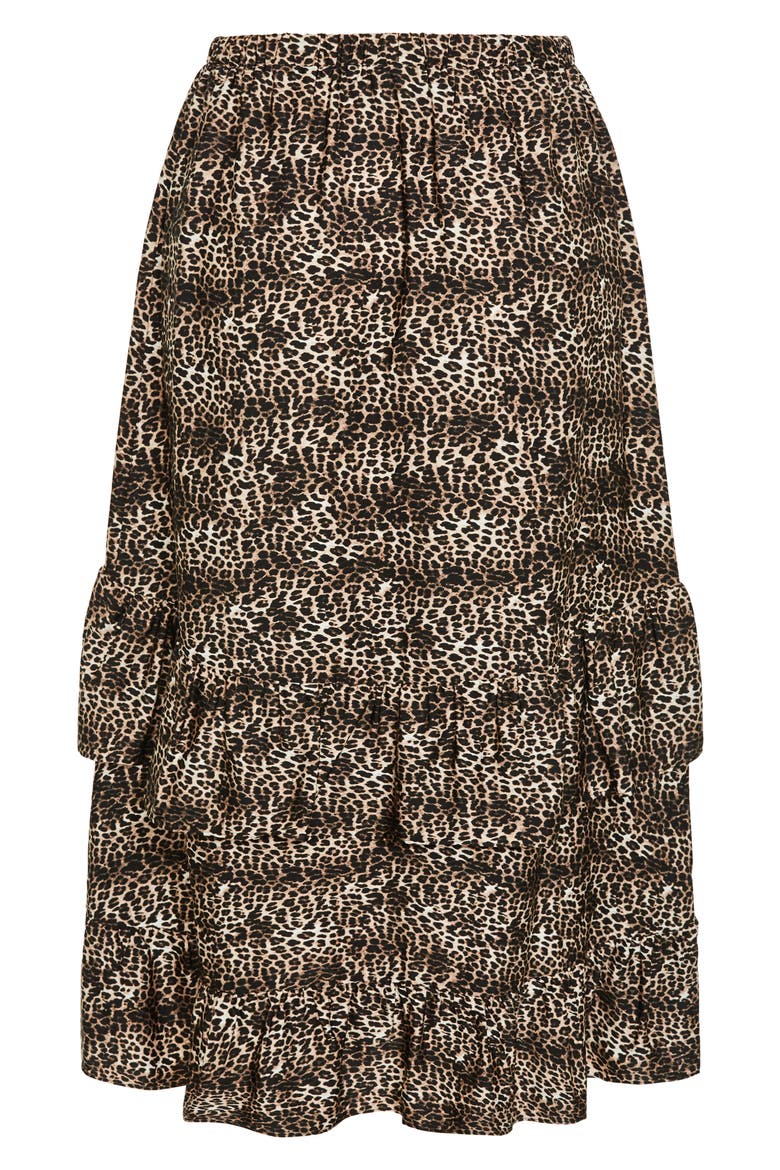 Print Ruffle Maxi Skirt, Alternate, color, TAUPE MINI LEOPARD