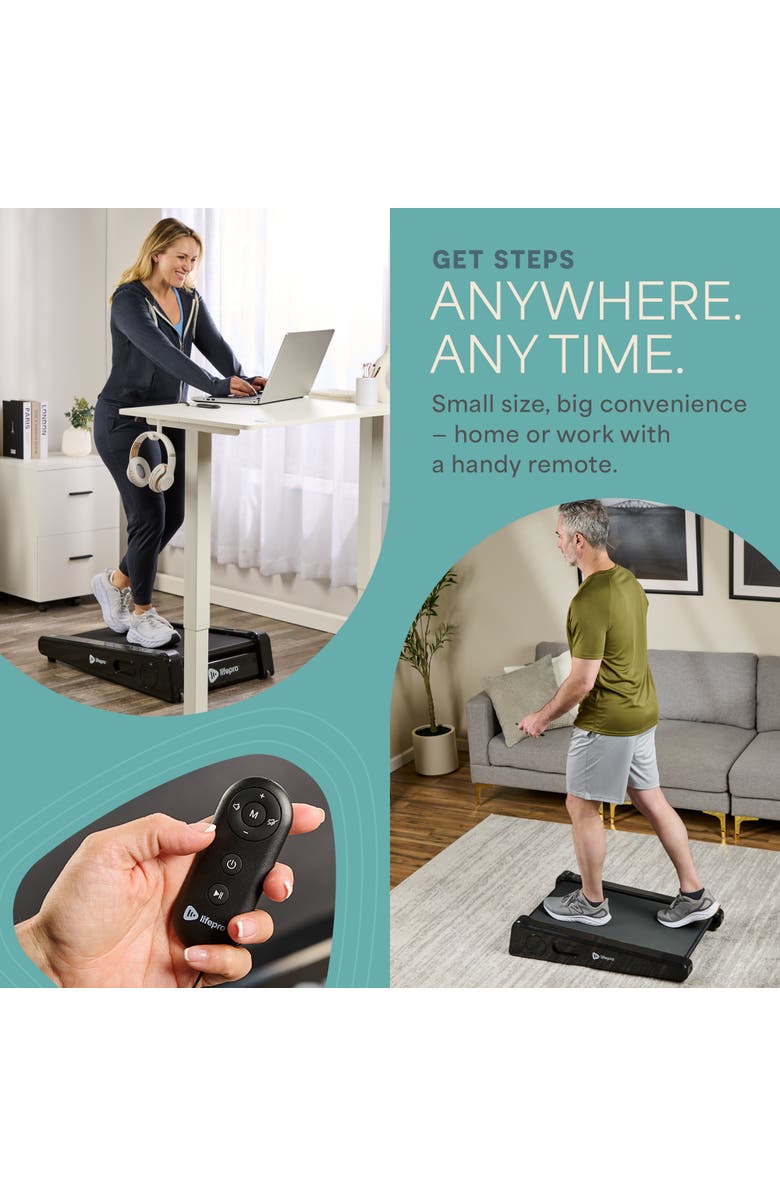 Lifepro Mini Walking Pad Treadmill with Incline Compact Under Desk Treadmill for Home & Office, Alternate, color, Black