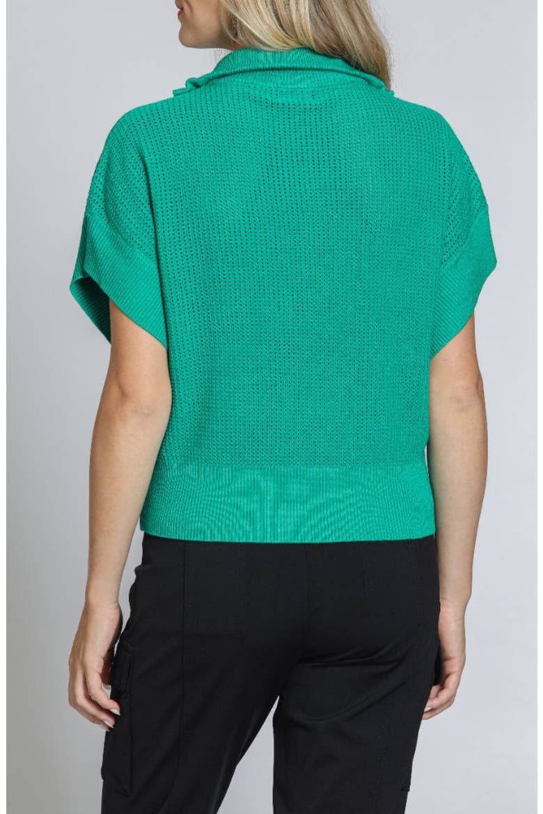 Open Stitch Quarter Zip Sweater, Alternate, color, EMERALD