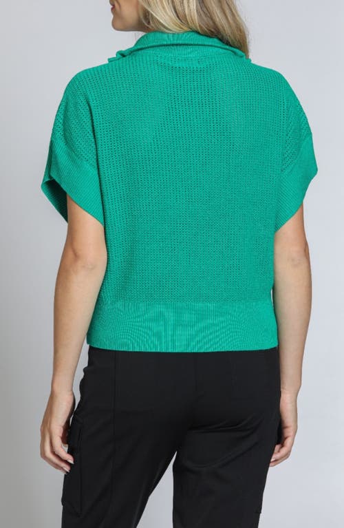 Apny Open Stitch Quarter Zip Sweater In Emerald