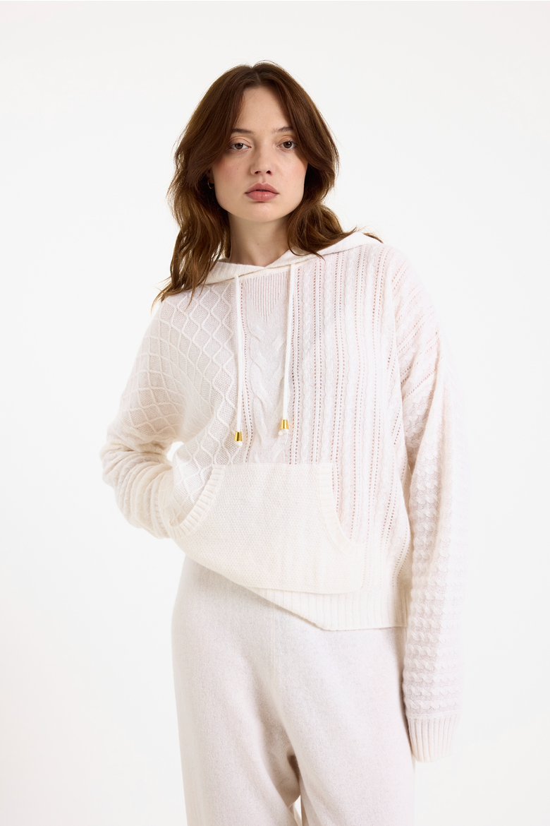 Luxe Relaxed Fit 100% Cashmere Hoodie, Main, color, ORGANIC WHITE