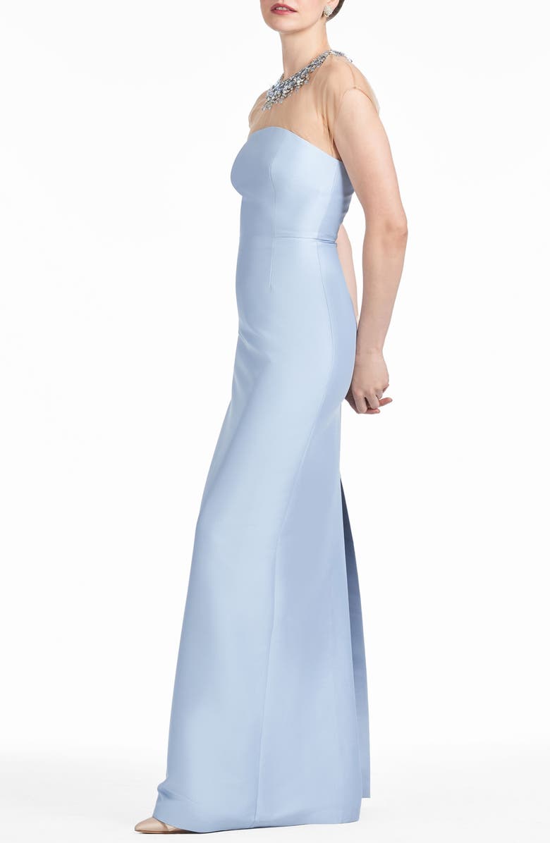 Sachin & Babi Irina Crystal Collar Mikado Gown, Alternate, color,