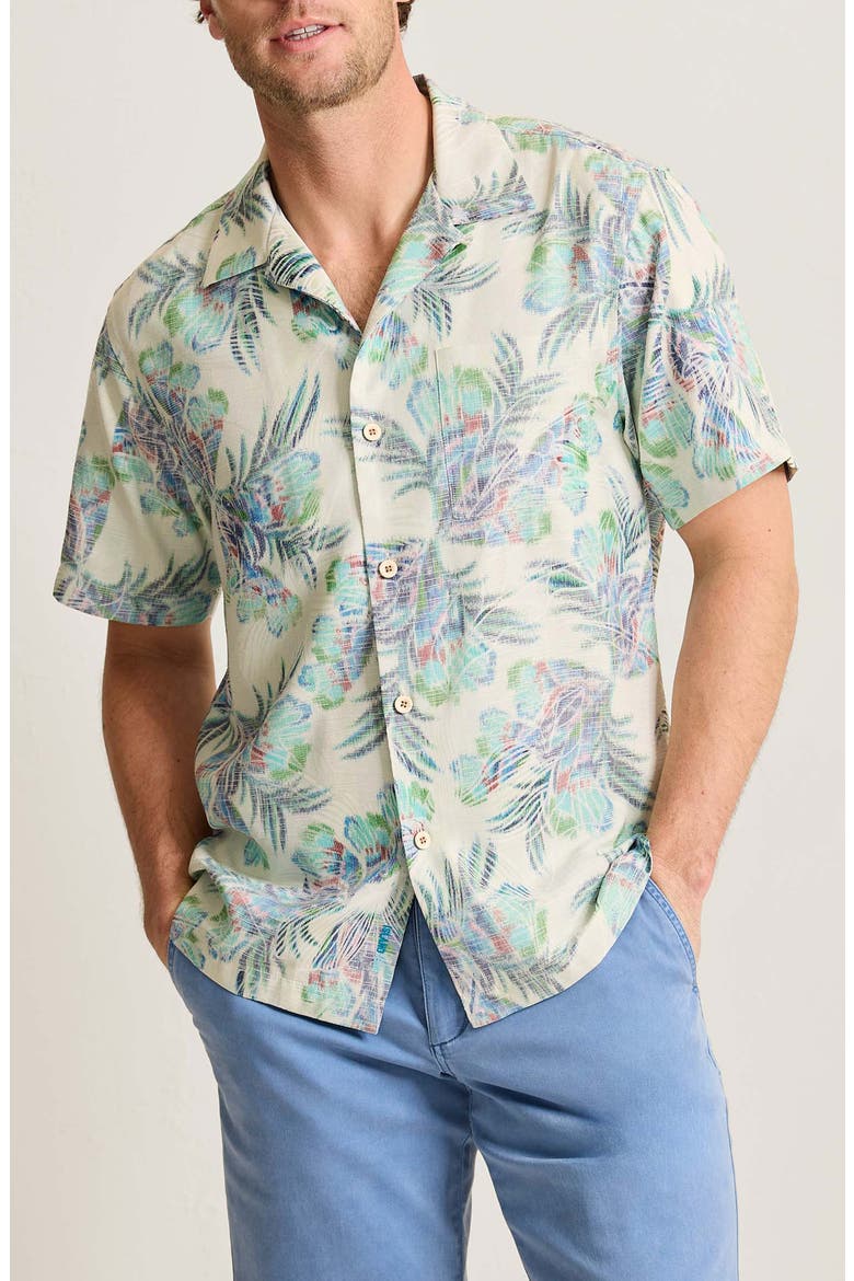 Mirante Mirage Floral Silk Camp Shirt, Main, color, VANILLA ICE