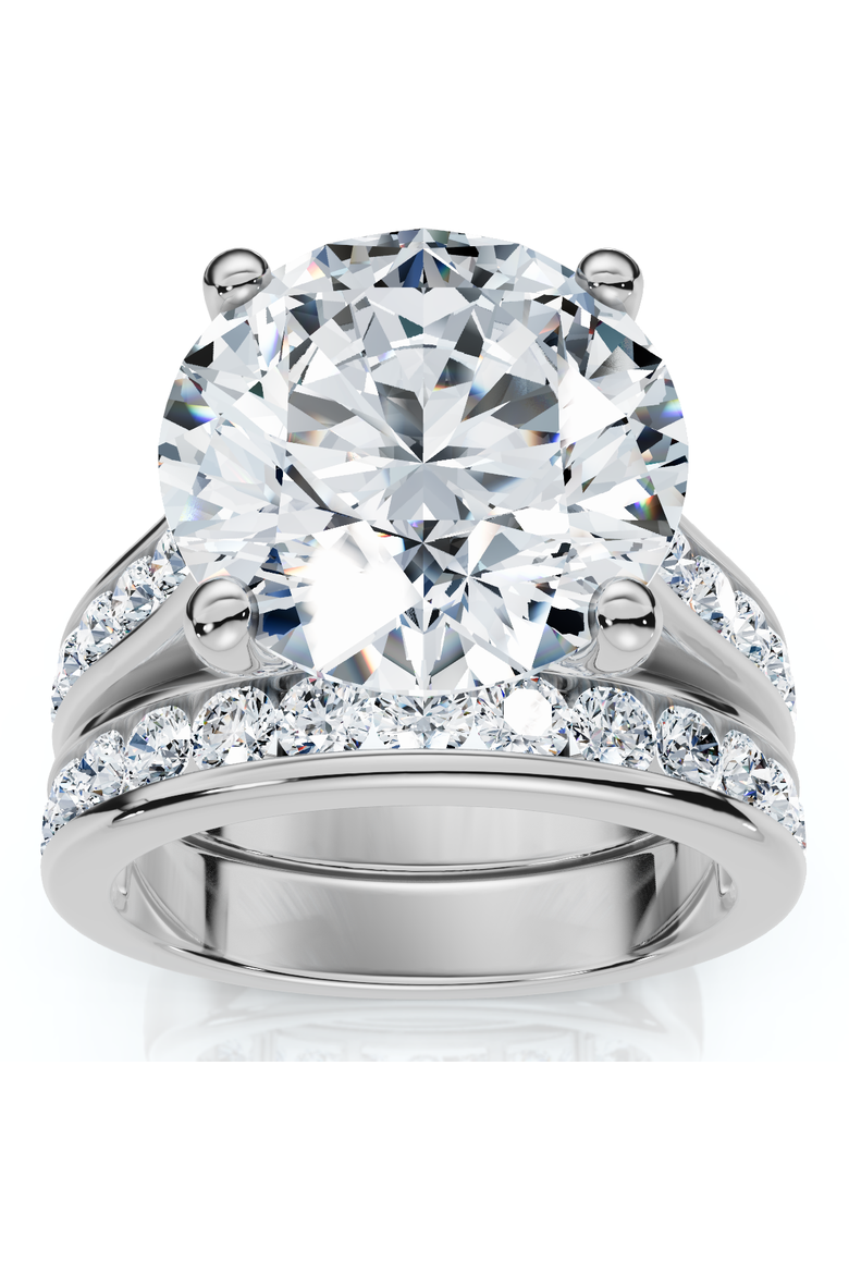 Certified 6Ct Sharon Diamond Engagement Wedding Ring Set Gold Lab Grown, Main, color, 10k White Gold