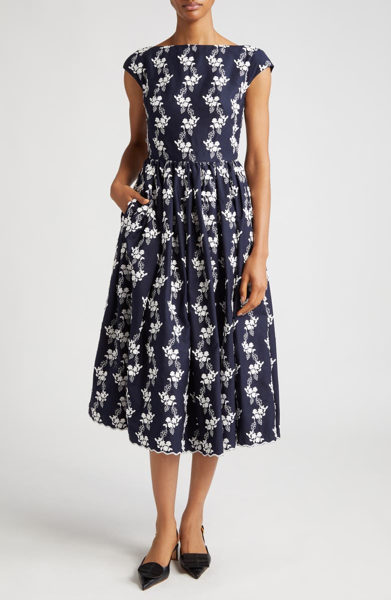 Erdem Embroidered Floral Midi Dress, Main, color, 