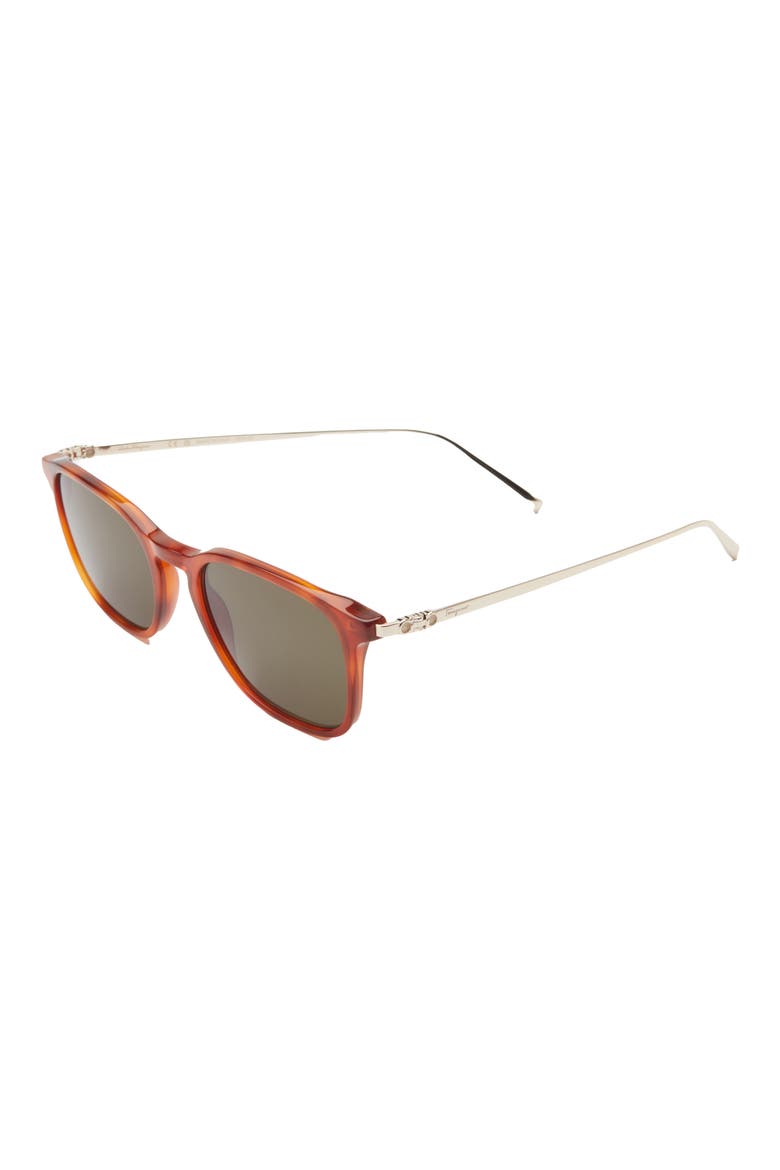 Salvatore Ferragamo Classic Logo 53mm Gradient Rectangle Sunglasses, Alternate, color, TORTOISE