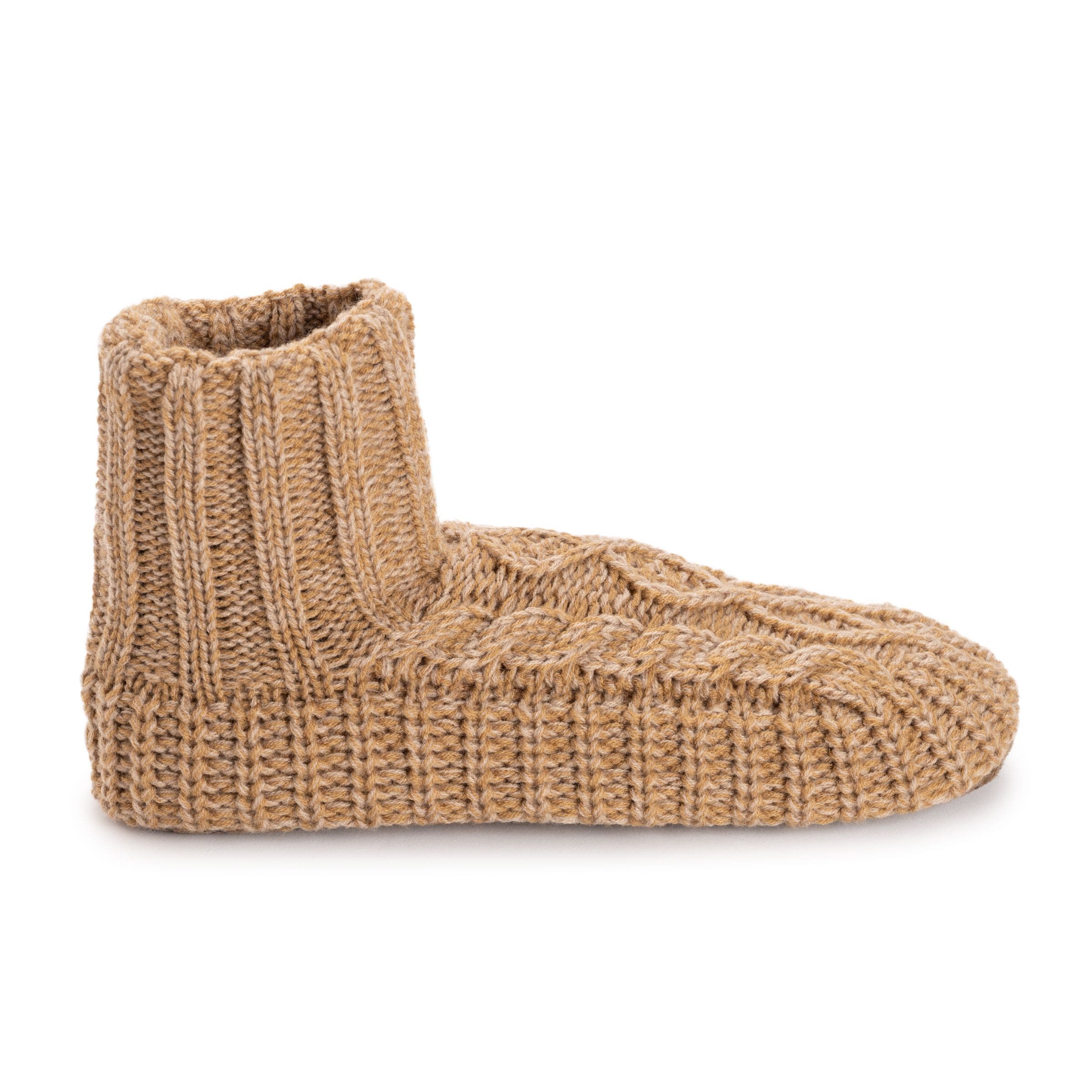 MUK LUKS Acrylic Cabled Bootie Slippers, Alternate, color, Tan