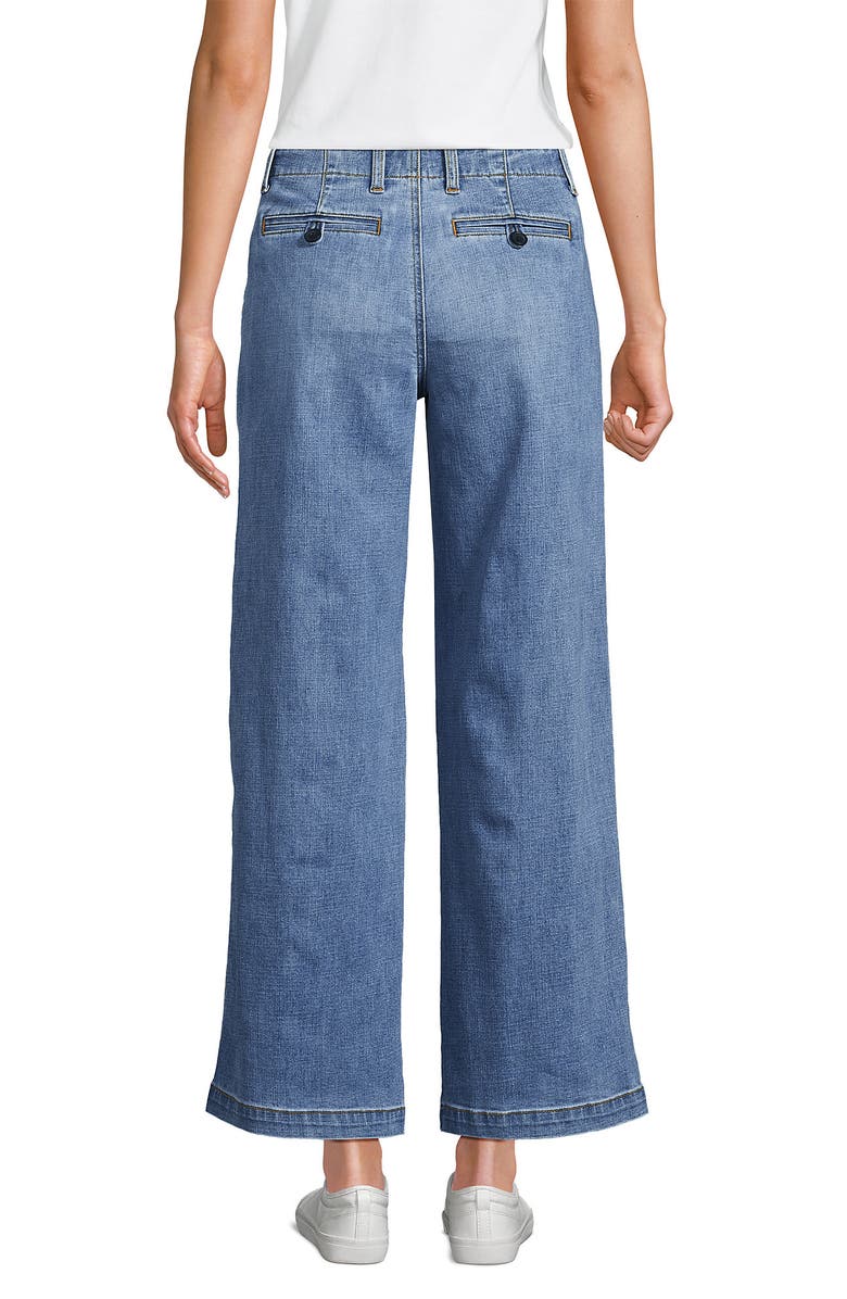 Lands' End Mid Rise Denim Wide Leg Ankle Jeans, Alternate, color, Beau Blue