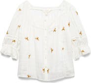 PER UNA BY M&S Floral Embroidered Lace Trim Button-Up Top