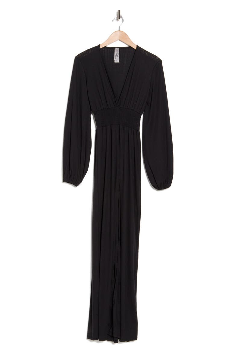 Bishop Sleeve Maxi Dress, Alternate, color, BLACK