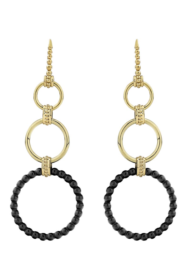 Meridian Three 18K Gold and Ceramic Circle Drop Earrings, Alternate, color, GOLD/ BLACK CERAMIC