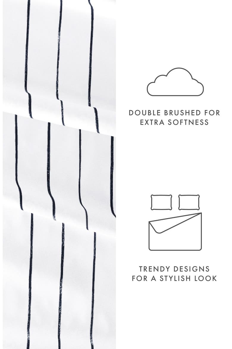 HOME SPUN Premium Ultra Soft Distressed Field Stripe Pattern 4-Piece Bed Sheets Set, Alternate, color, NAVY