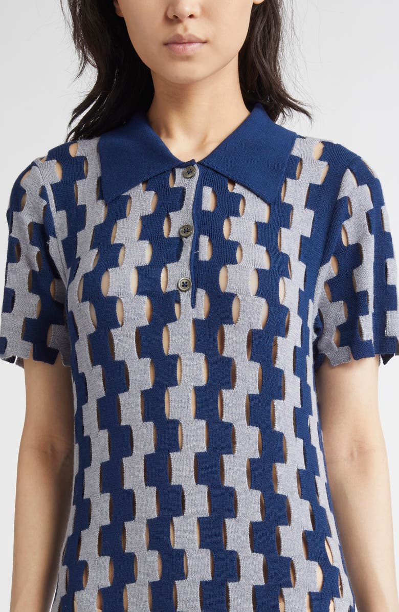 ZANKOV Margerite Puzzle Intarsia Collared Sweater Dress, Alternate, color, 