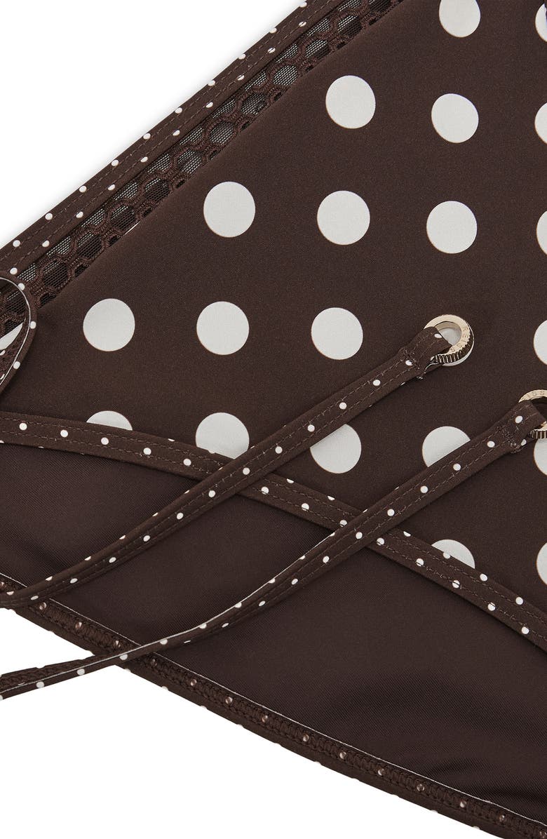 Reiss Hennel Polka Dot Bikini Bottoms, Alternate, color, Chocolate Brown