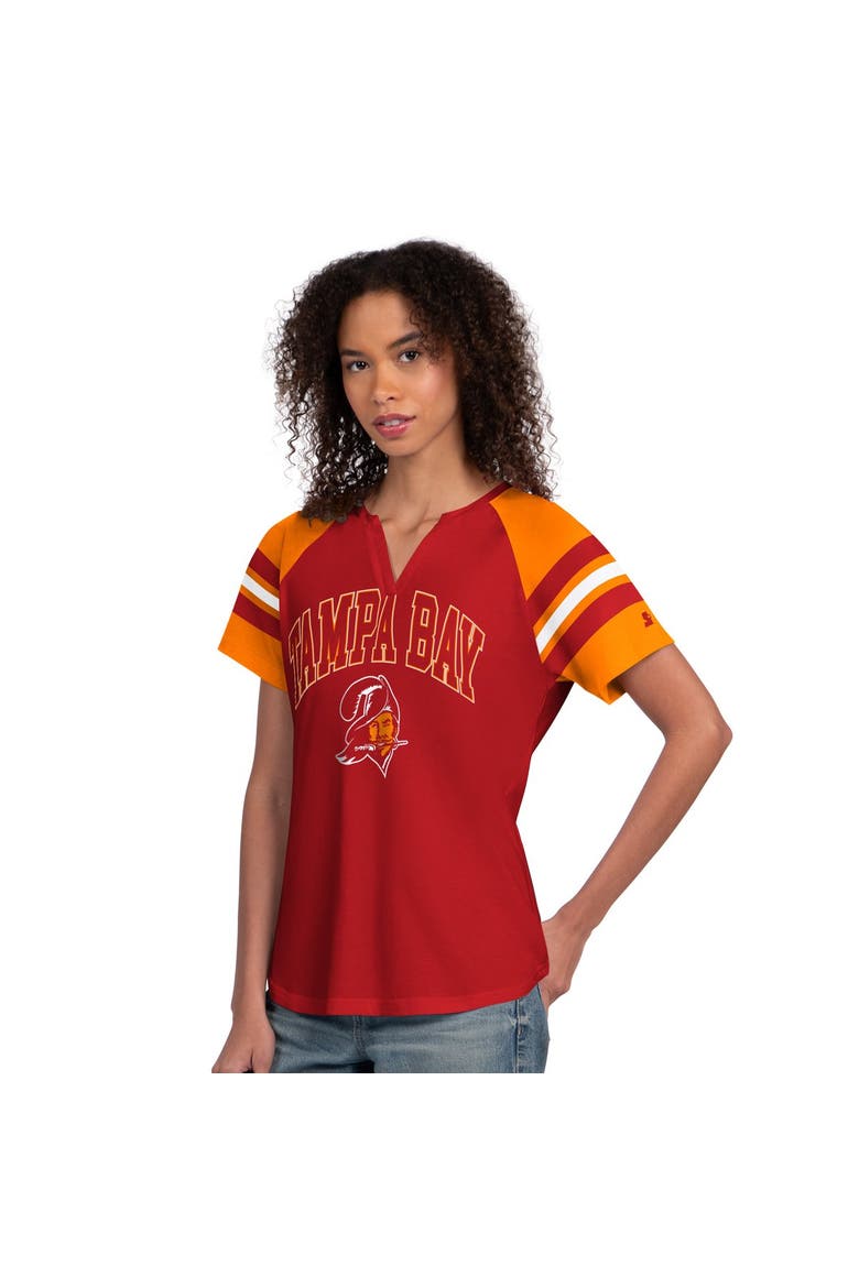 Women's Starter  Red Tampa Bay Buccaneers Game On Notch Neck Raglan T-Shirt, Main, color, Red