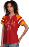STARTER Women's Starter Red Tampa Bay Buccaneers Game On Notch Neck Raglan T-Shirt