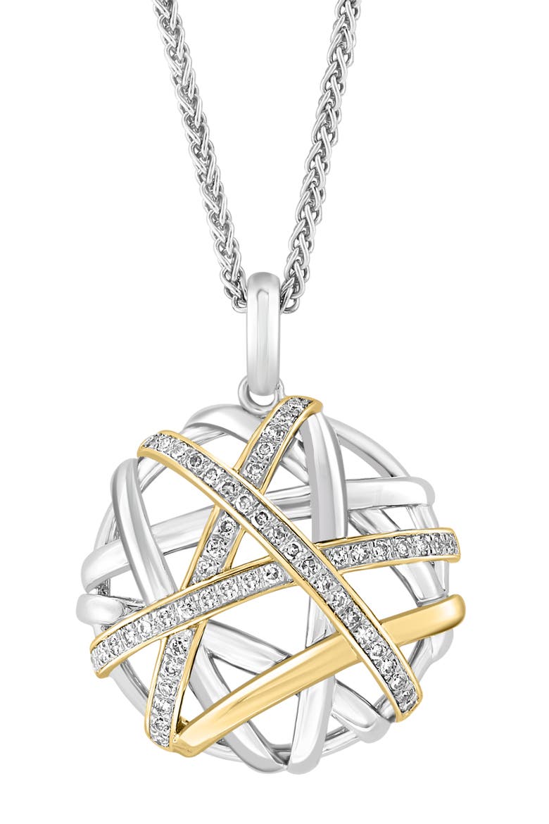 Sterling Silver Diamond Necklace - 0.25" ctw, Alternate, color, WHITE