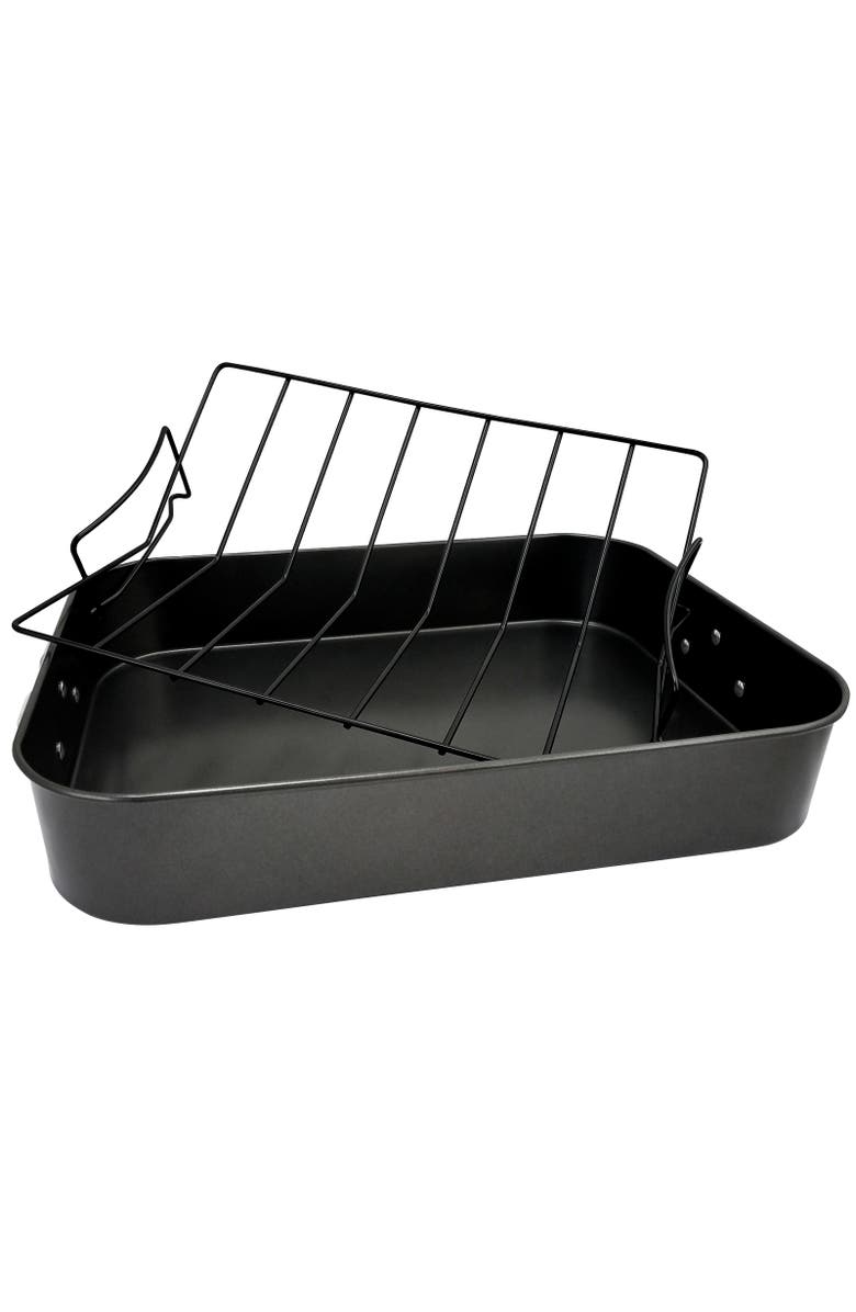 Gibson Home Top Roast 16 Inch Roaster with Metal Rack, Alternate, color, Black