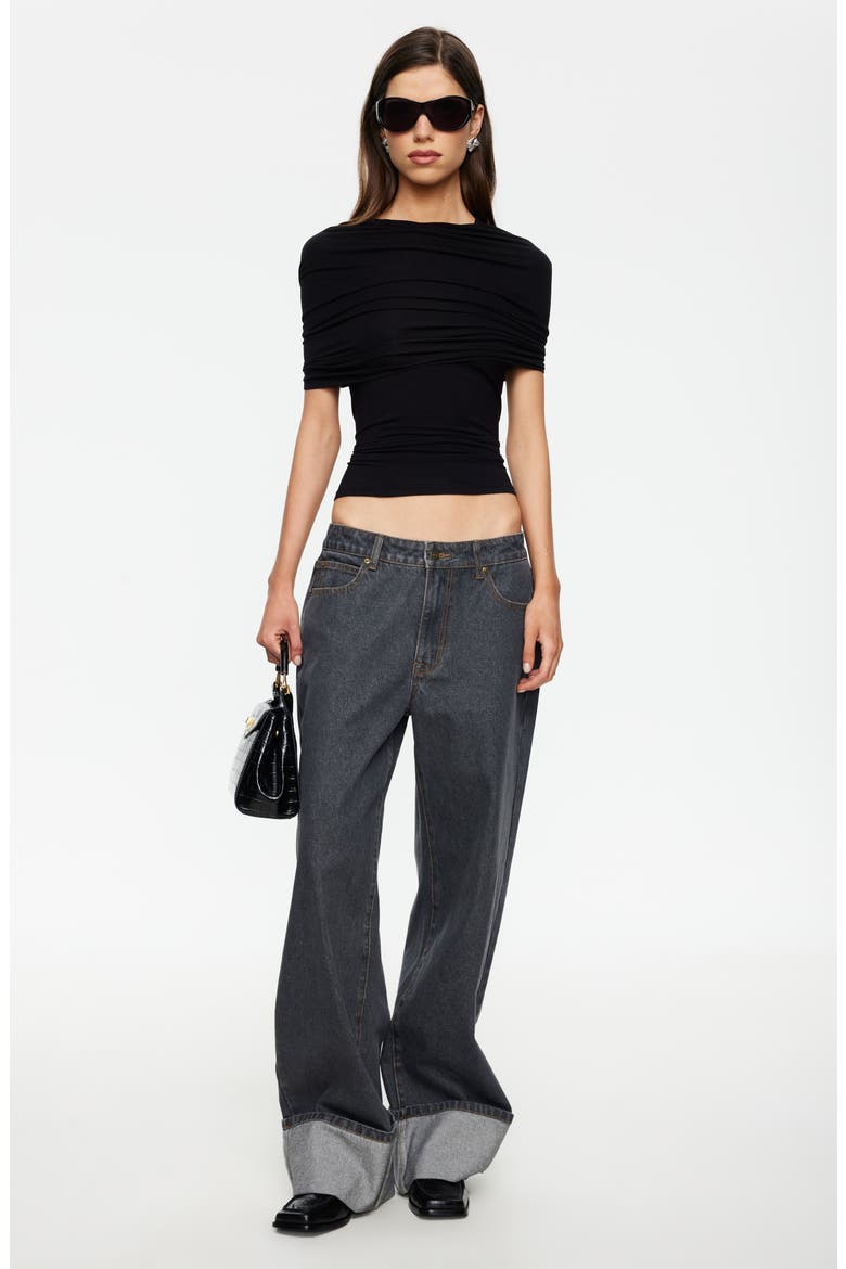 Top Model Cuffed Relaxed Fit Straight Leg Jeans, Alternate, color, CHARCOAL