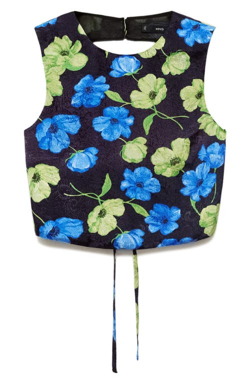 Mango Open Back Floral Top In Black