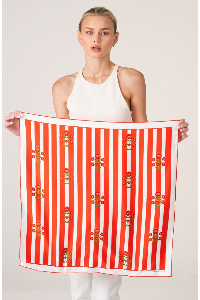 Passion Garden Double Sided Silk Scarf, Alternate, color, Red