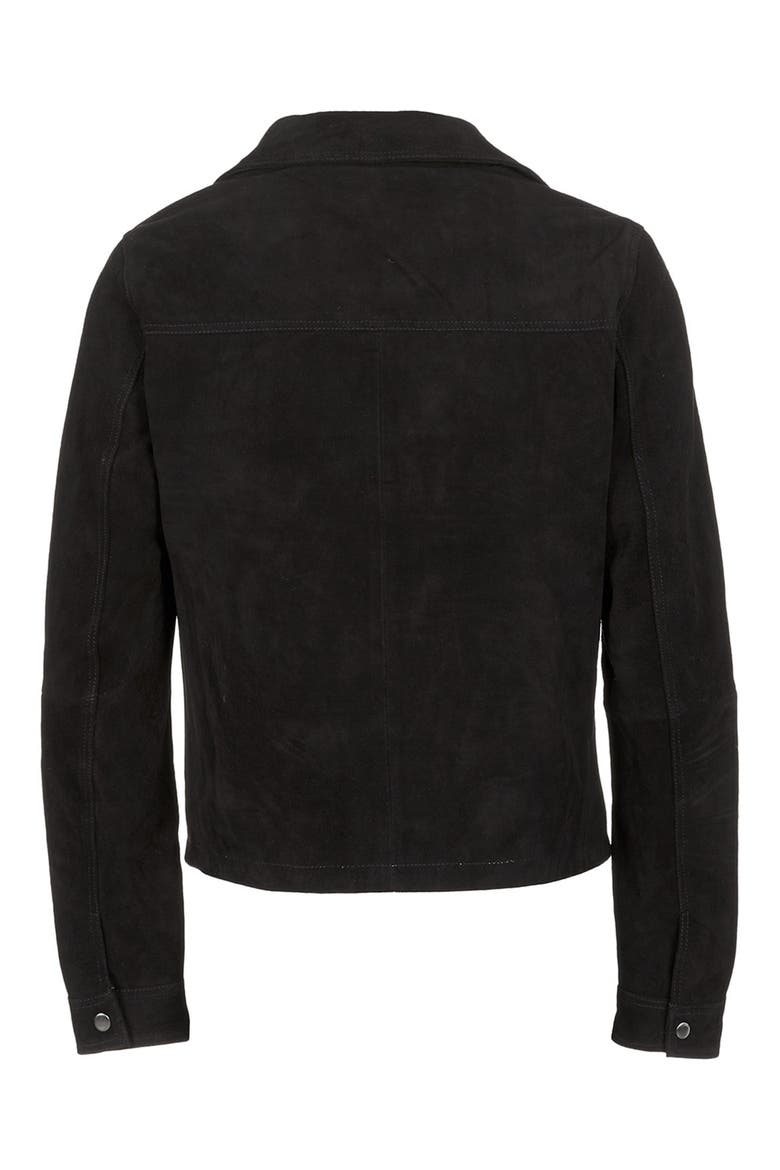 Black Suede Biker Jacket, Alternate, color, BLACK