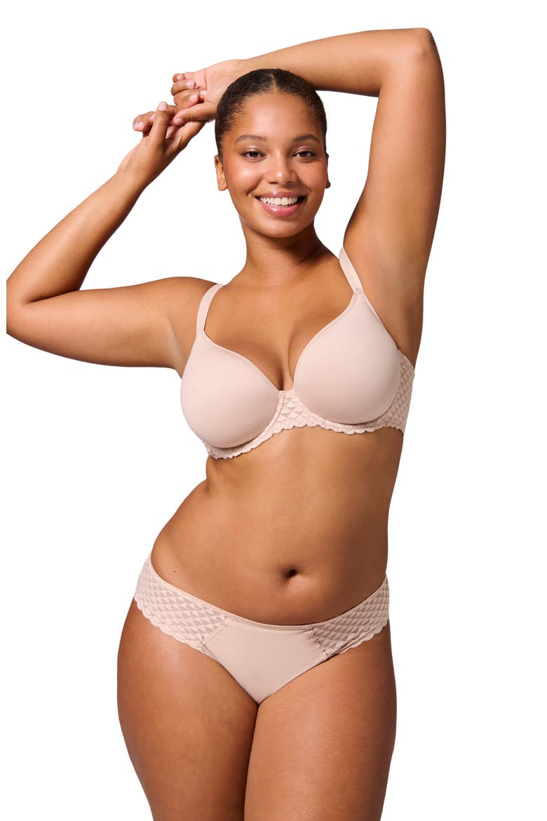 Subtile 3D Underwire Plunge Bra, Alternate, color, PEAU ROSE