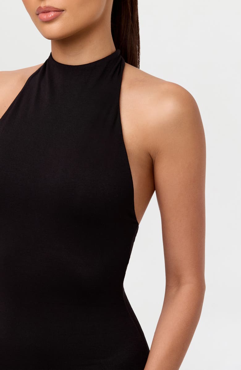 Naked Wardrobe Smooth Halter Wide Leg Jumpsuit, Alternate, color, Black