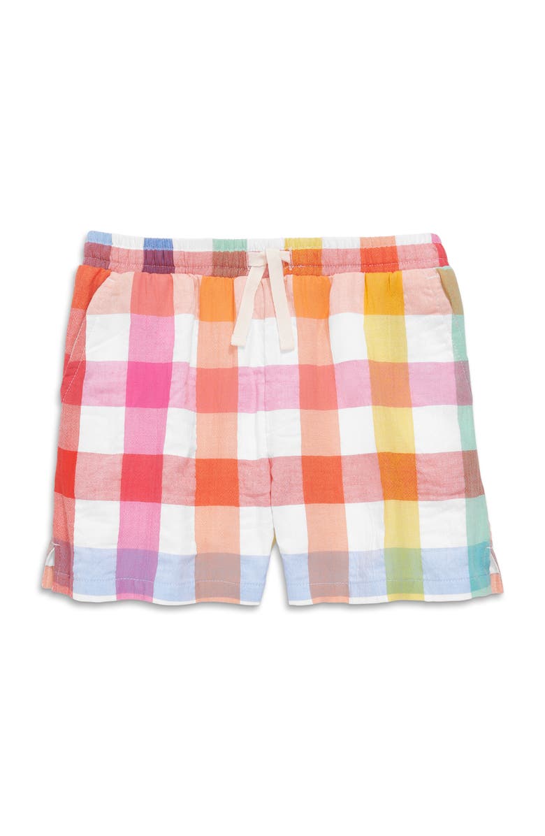 Primary Kids Beach Short In Rainbow Gingham, Alternate, color,