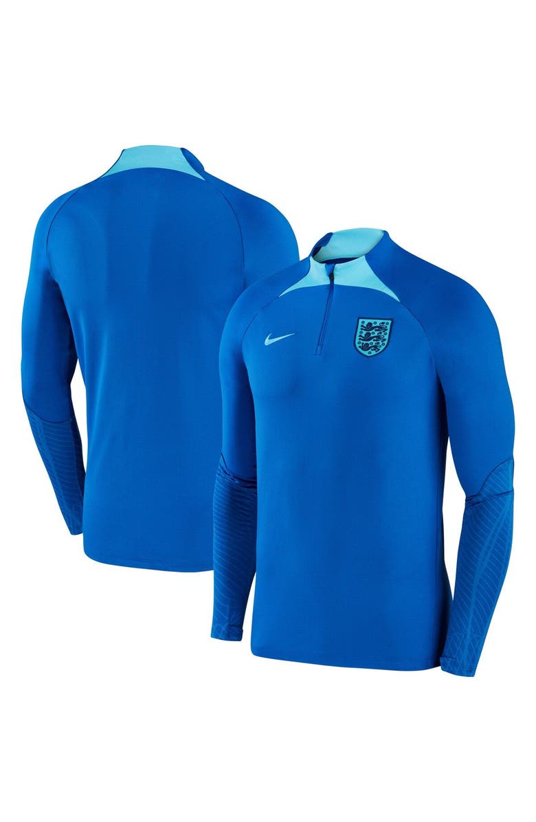 Nike Men's Nike Blue England National Team 2022 Strike Drill Performance Raglan Quarter-Zip Long Sleeve Top, Main, color, 