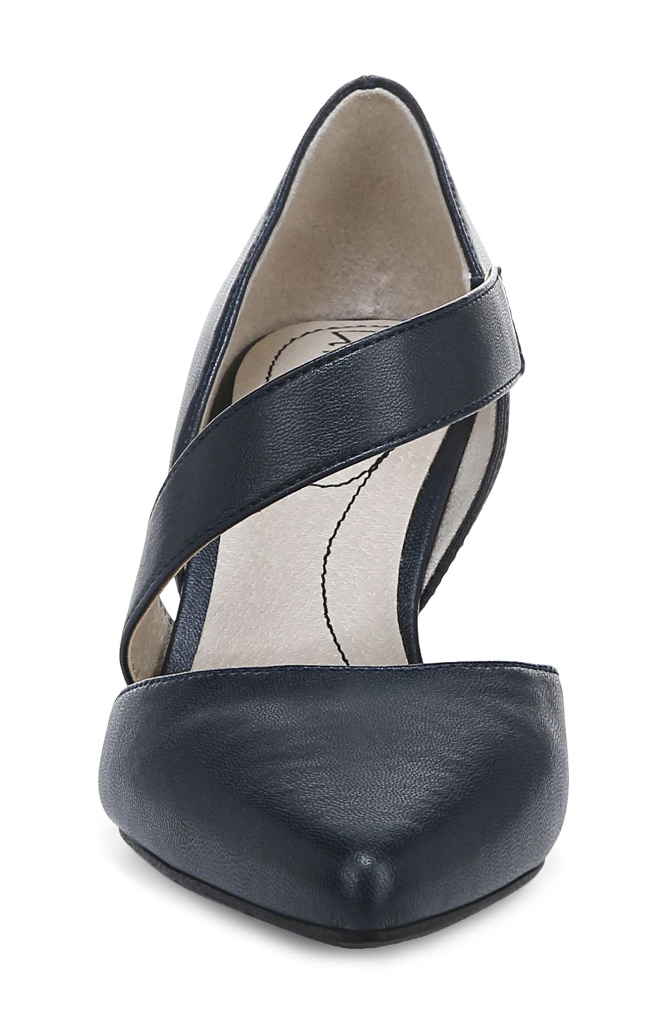 Suki Asymmetric Strap Pump, Alternate, color, LUX NAVY