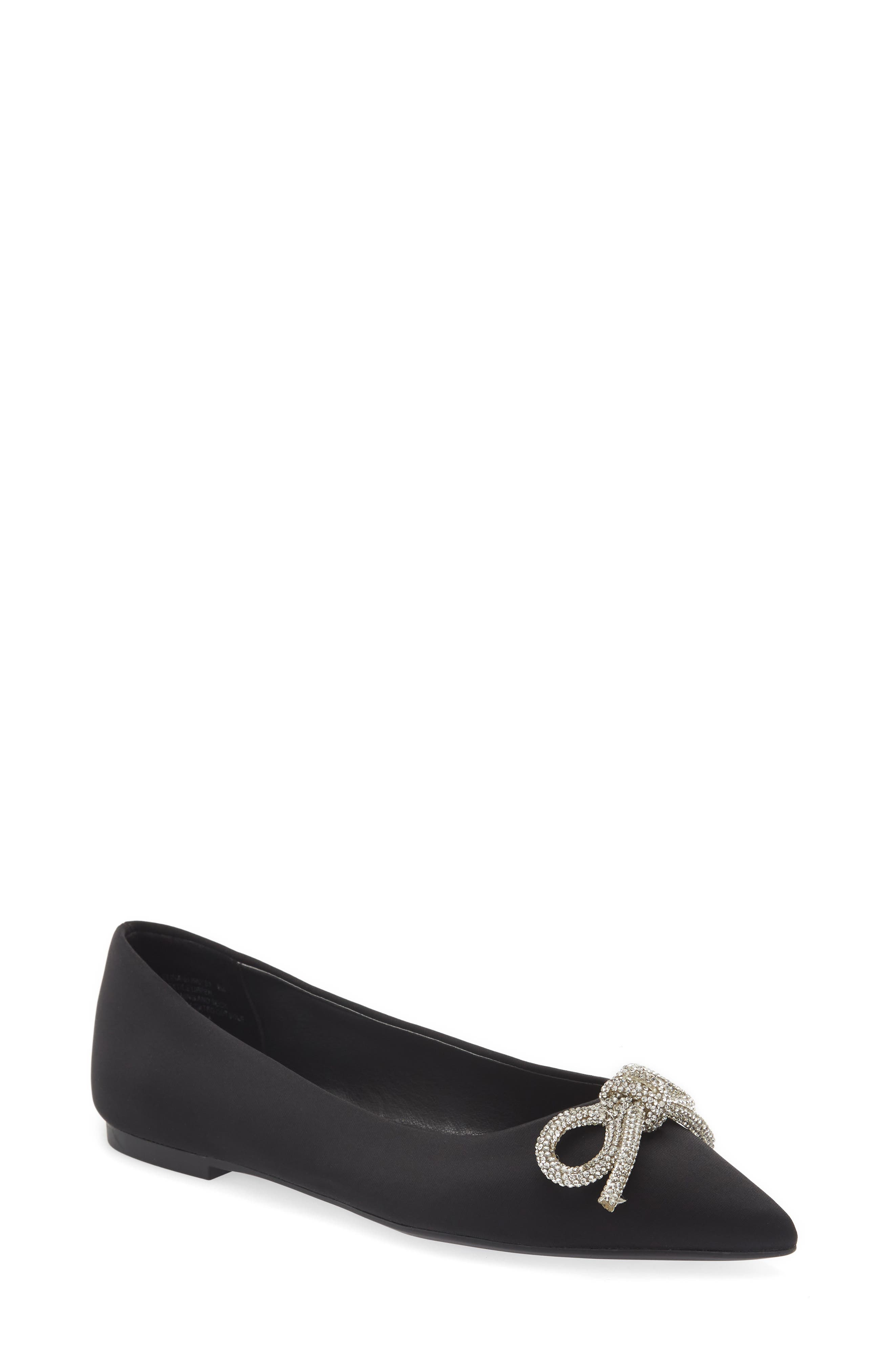 Steve Madden Elina Crystal Bow Pointed Toe Ballet Flat, Main, color, 