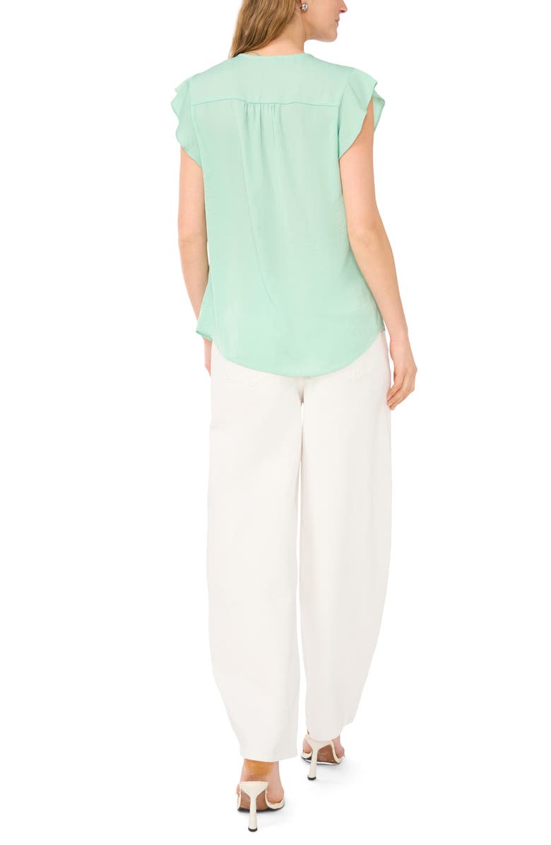 Vince Camuto Ruffle Sleeve Satin Top, Alternate, color, Dark Jade