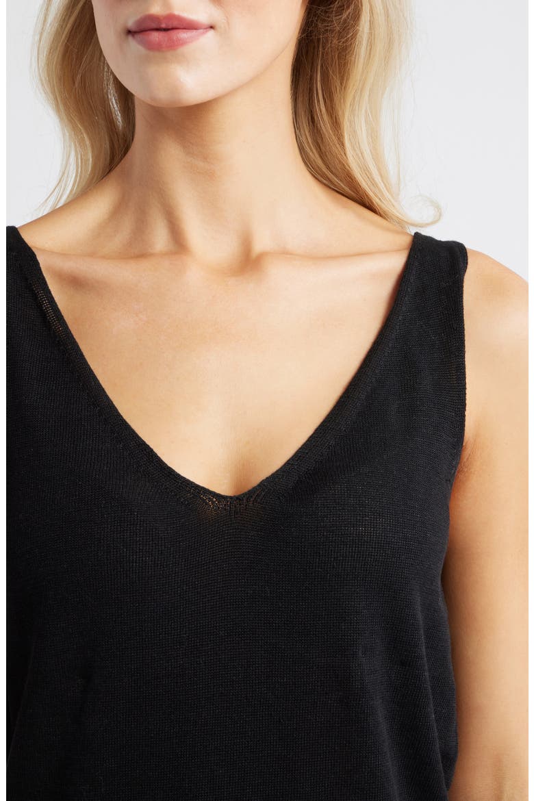Addison Linen Blend Sweater Tank, Alternate, color, BLACK