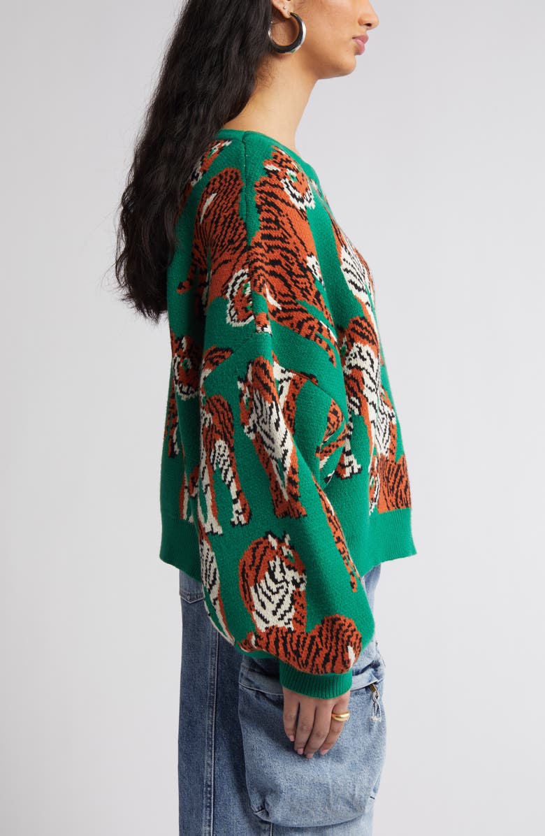 Dressed in Lala Retrograde Tiger Boxy Sweater, Alternate, color,