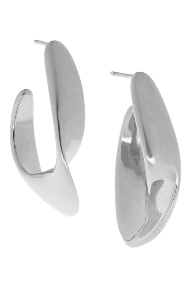 Collette Wavy Hoop Earrings, Main, color, SILVER