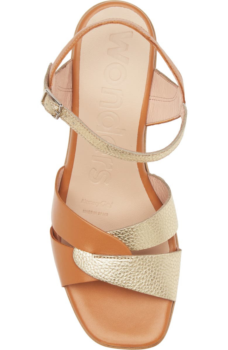 Wonders Soraya Colorblock Platform Sandal, Alternate, color, Iseo Cuero Brown/ Gold