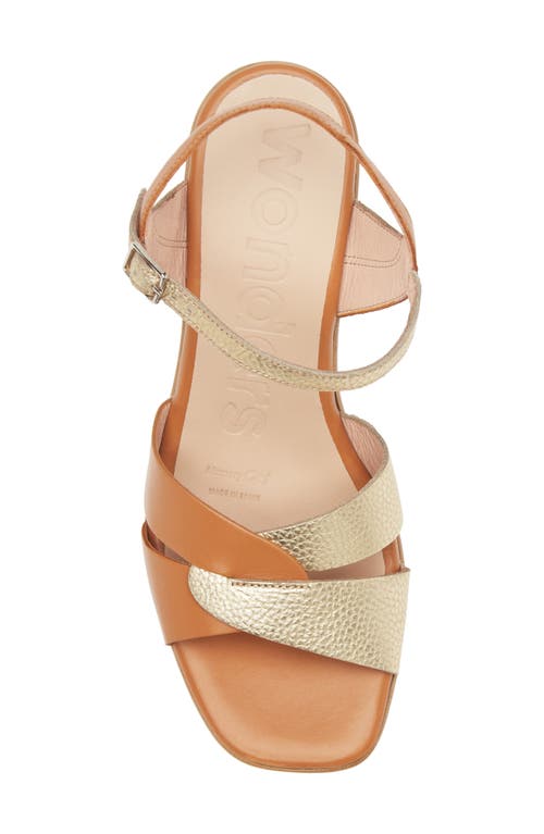 Wonders Soraya Colorblock Platform Sandal In Iseo Cuero Brown/gold