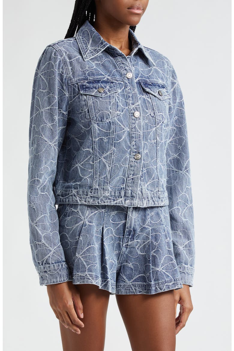 Hoff Embroidered Floral Denim Trucker Jacket, Alternate, color, INDIGO EMB FLORAL DENIM