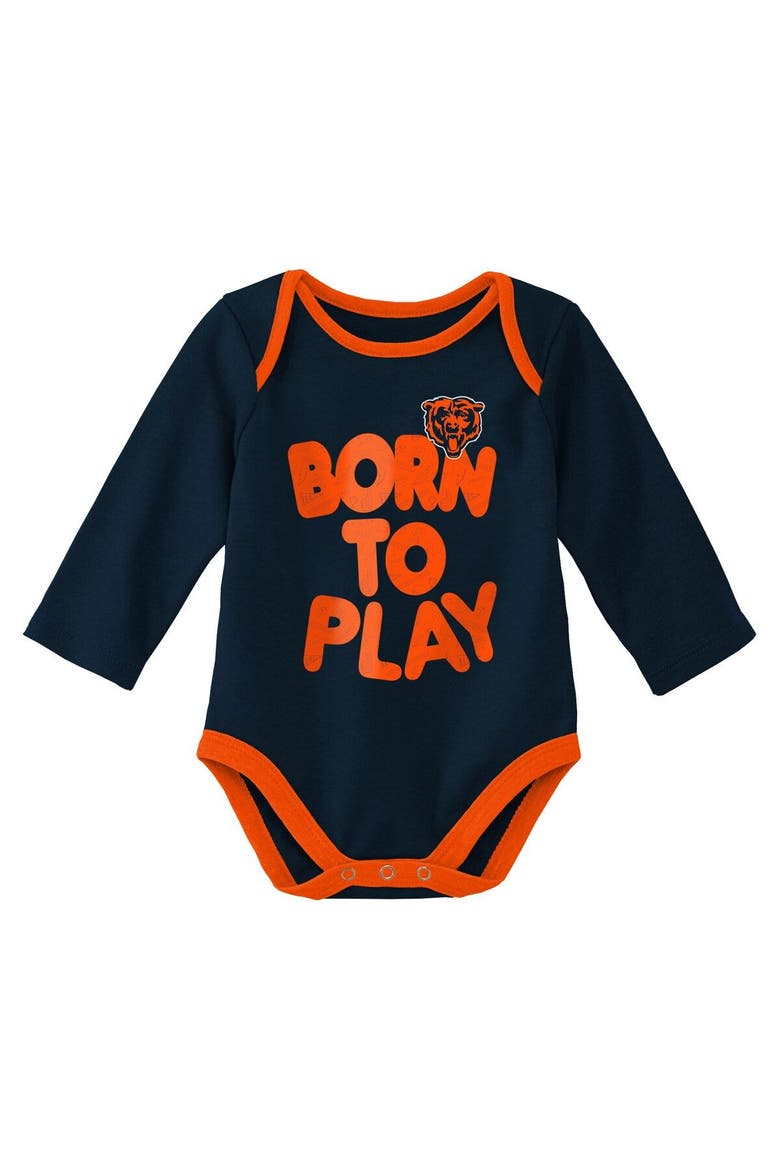 Newborn & Infant Navy/Heathered Gray Chicago Bears Born To Win Two-Pack Long Sleeve Bodysuit Set, Alternate, color, Navy
