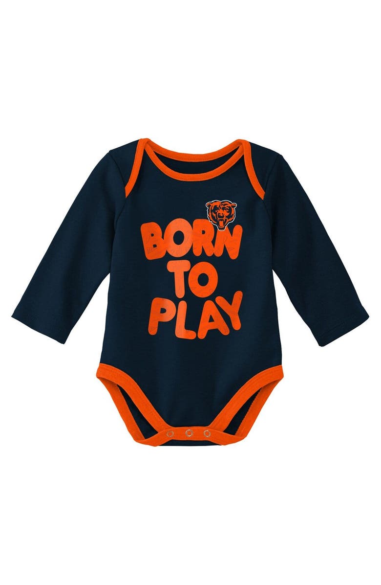 Outerstuff Newborn & Infant Navy/Heathered Gray Chicago Bears Born To Win Two-Pack Long Sleeve Bodysuit Set, Alternate, color, Navy