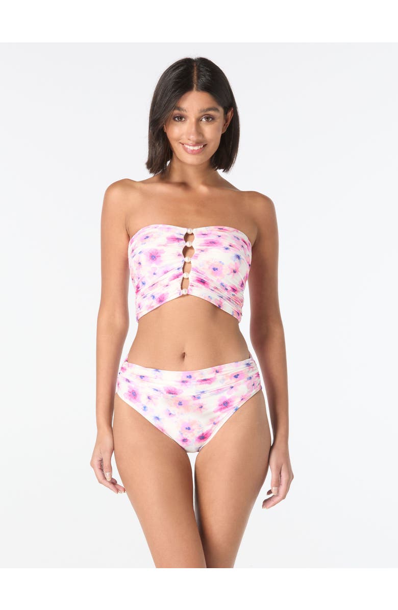 Carmen Marc Valvo Bandeau Shirred Bikini Swim Top, Alternate, color, White