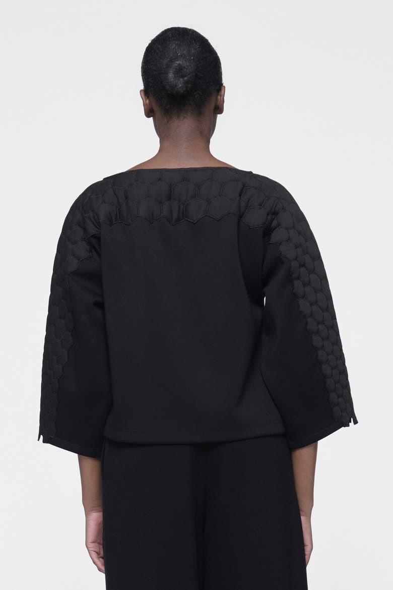 Quilted Embroidered Top, Alternate, color, Black