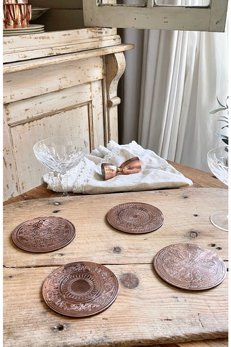 Vintage Inspired Copper Coasters Set, Alternate, color, Copper
