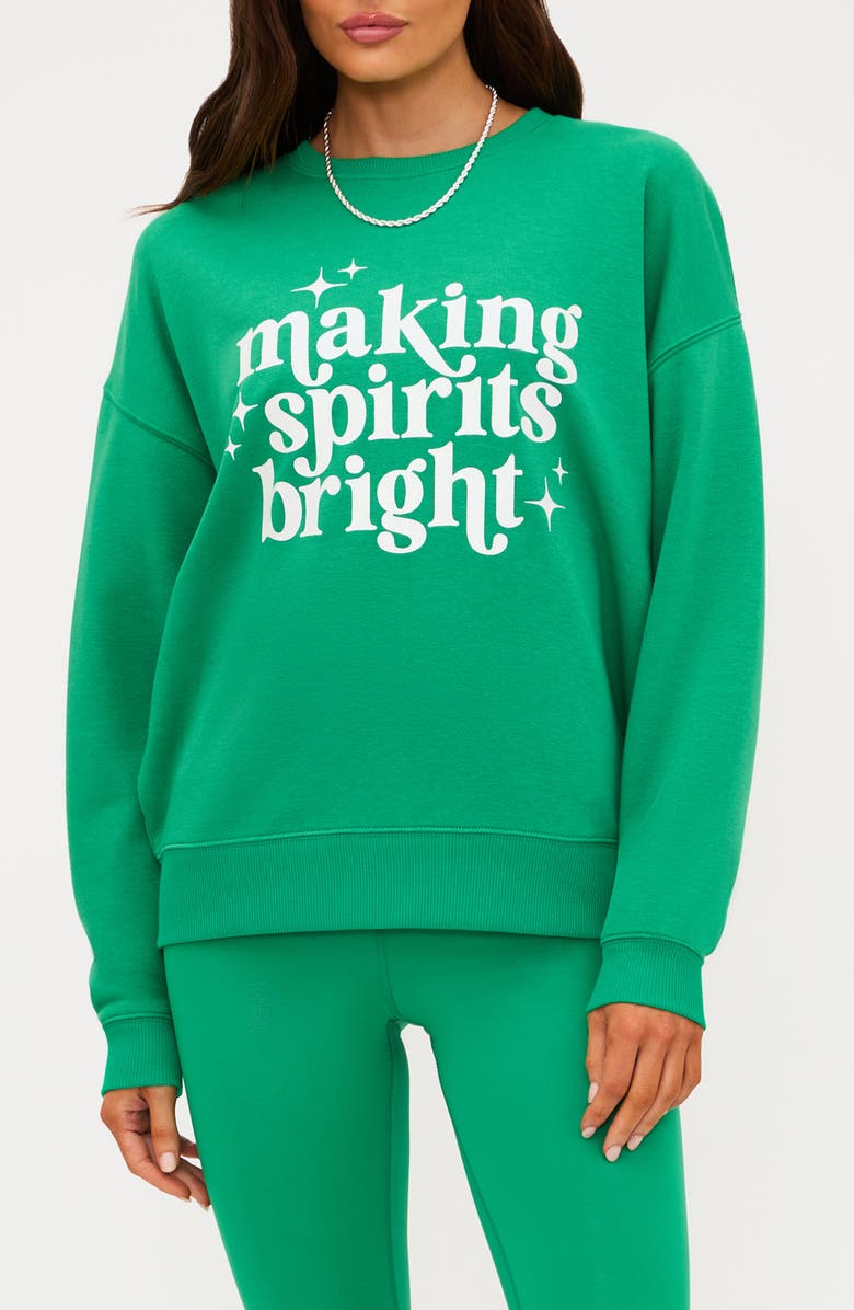 Beach Riot Devyn Making Spirits Bright Oversized Sweatshirt, Main, color, Frosted Fir