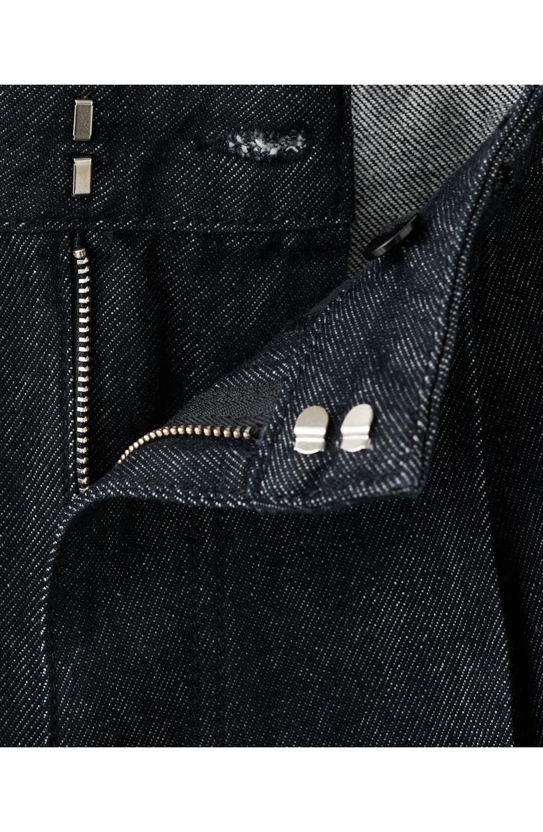 MANGO Wide Leg Pleated Denim Trousers, Alternate, color, Black