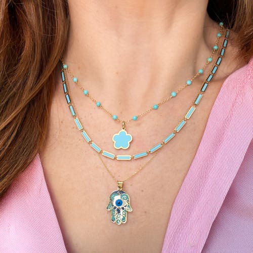 The Lovery Fine Jewelry Blue Enamel Hamsa Charm In Blue