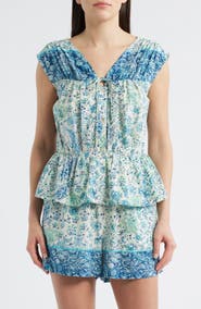 CITY BLUES Paisley Print Sleeveless Peplum Shirt