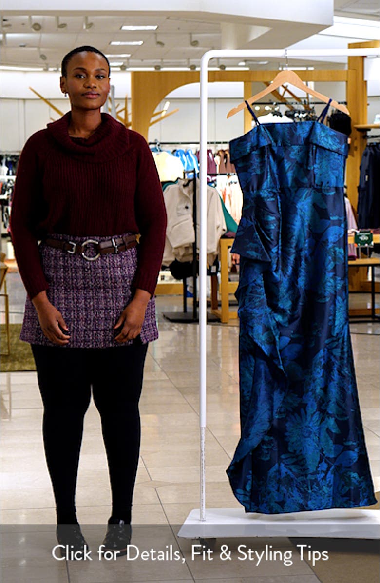 Strapless Draped Floral Jacquard Gown, sales video thumbnail