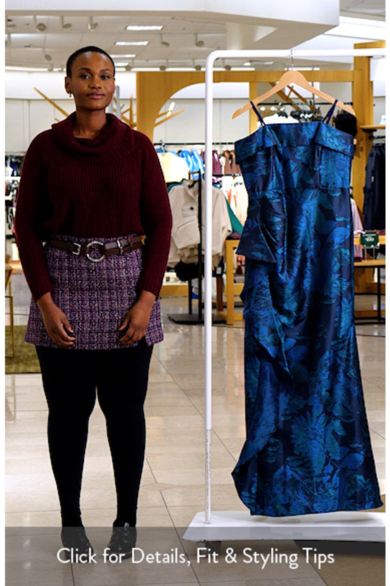 Strapless Draped Floral Jacquard Gown video
